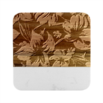 Flowers Floral Pattern Design Marble Wood Coaster (Square)