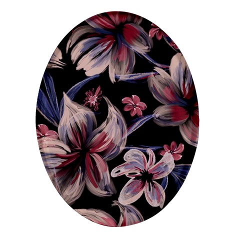 Flowers Floral Pattern Design Oval Glass Fridge Magnet (4 pack) from ArtsNow.com Front