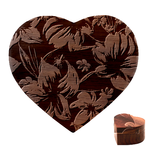 Flowers Floral Pattern Design Heart Wood Jewelry Box from ArtsNow.com Front