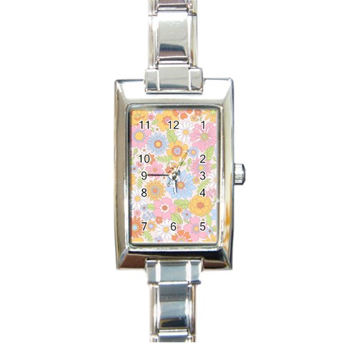 Pattern Background Vintage Floral Rectangle Italian Charm Watch from ArtsNow.com Front