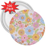 Pattern Background Vintage Floral 3  Buttons (100 pack) 