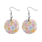 Pattern Background Vintage Floral Mini Button Earrings