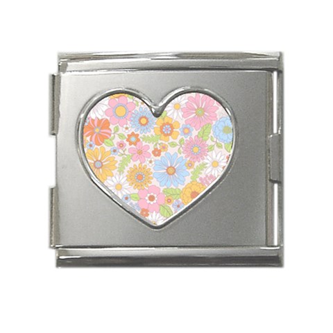 Pattern Background Vintage Floral Mega Link Heart Italian Charm (18mm) from ArtsNow.com Front