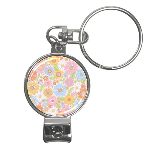 Pattern Background Vintage Floral Nail Clippers Key Chain from ArtsNow.com Front