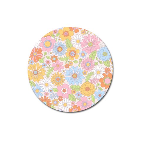 Pattern Background Vintage Floral Magnet 3  (Round) from ArtsNow.com Front