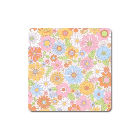 Pattern Background Vintage Floral Square Magnet from ArtsNow.com Front