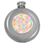 Pattern Background Vintage Floral Round Hip Flask (5 oz)