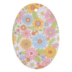 Pattern Background Vintage Floral Oval Ornament (Two Sides) from ArtsNow.com Front