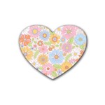 Pattern Background Vintage Floral Rubber Coaster (Heart)