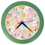 Pattern Background Vintage Floral Color Wall Clock