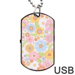 Pattern Background Vintage Floral Dog Tag USB Flash (One Side)