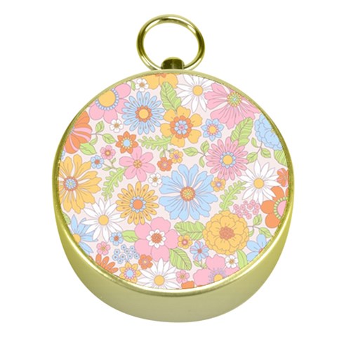 Pattern Background Vintage Floral Gold Compasses from ArtsNow.com Front