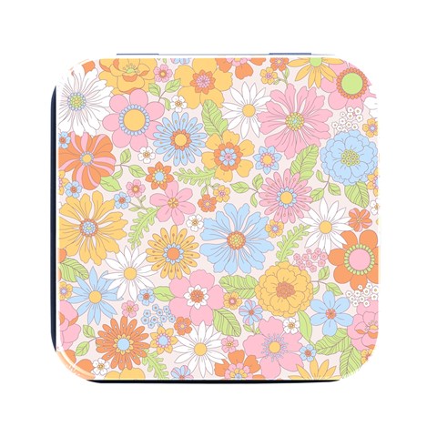 Pattern Background Vintage Floral Square Metal Box (Black) from ArtsNow.com Front