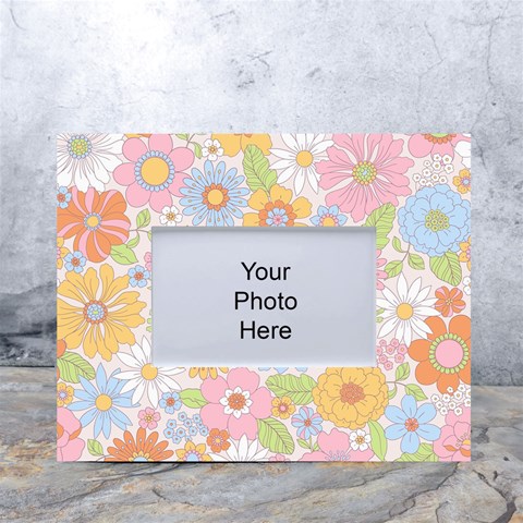 Pattern Background Vintage Floral White Tabletop Photo Frame 4 x6  from ArtsNow.com Front