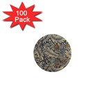 Brown Vintage Background Vintage Floral Pattern 1  Mini Magnets (100 pack) 