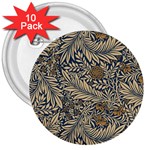 Brown Vintage Background Vintage Floral Pattern 3  Buttons (10 pack) 