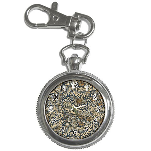 Brown Vintage Background Vintage Floral Pattern Key Chain Watches from ArtsNow.com Front