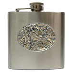 Brown Vintage Background Vintage Floral Pattern Hip Flask (6 oz)