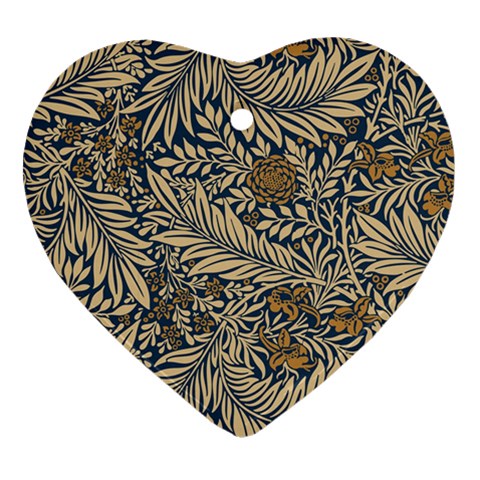 Brown Vintage Background Vintage Floral Pattern Heart Ornament (Two Sides) from ArtsNow.com Front