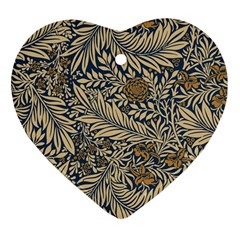 Brown Vintage Background Vintage Floral Pattern Heart Ornament (Two Sides) from ArtsNow.com Front