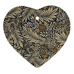 Brown Vintage Background Vintage Floral Pattern Heart Ornament (Two Sides)