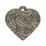 Brown Vintage Background Vintage Floral Pattern Dog Tag Heart (One Side)