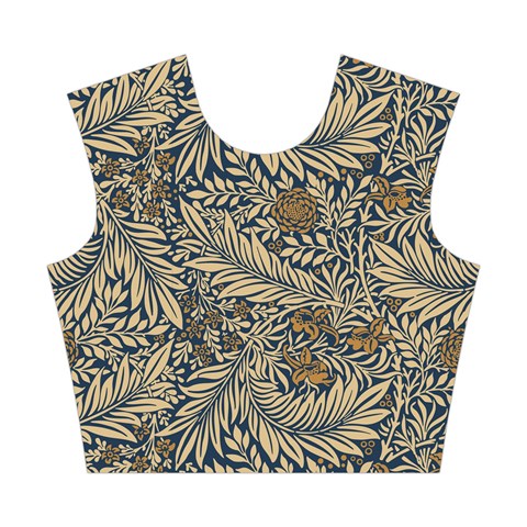 Brown Vintage Background Vintage Floral Pattern Cotton Crop Top from ArtsNow.com Front