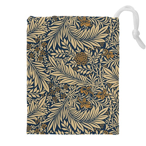 Brown Vintage Background Vintage Floral Pattern Drawstring Pouch (4XL) from ArtsNow.com Front