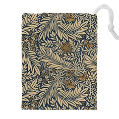 Brown Vintage Background Vintage Floral Pattern Drawstring Pouch (4XL) from ArtsNow.com Front