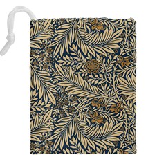 Brown Vintage Background Vintage Floral Pattern Drawstring Pouch (4XL) from ArtsNow.com Back