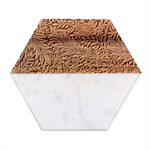 Brown Vintage Background Vintage Floral Pattern Marble Wood Coaster (Hexagon) 