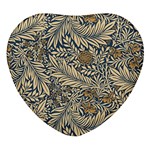 Brown Vintage Background Vintage Floral Pattern Heart Glass Fridge Magnet (4 pack)