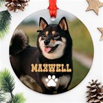 Personalized Christmas Pet Name Any Text Photo Round Ornament Round Ornament (Two Sides)