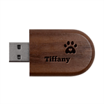 Personalized Pet Foot Name Wood Oval USB Flash Drive Wood Oval USB Flash Drive