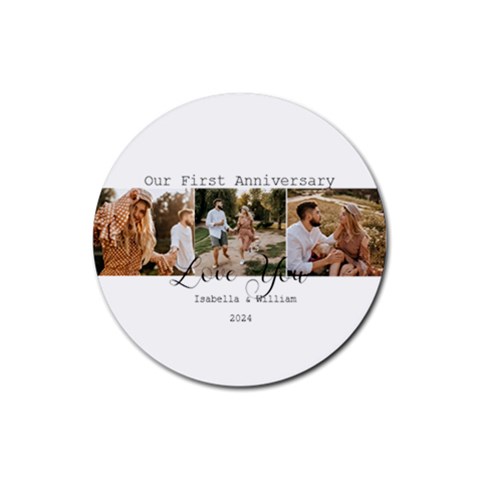 Personalized 3pics with text Photo Rubber Coaster (Round) Rubber Coaster (Round) from ArtsNow.com Front