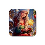 Christmas greetings Rubber Square Coaster (4 pack)