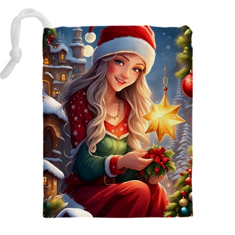 Christmas greeting Drawstring Pouch (4XL) from ArtsNow.com Back