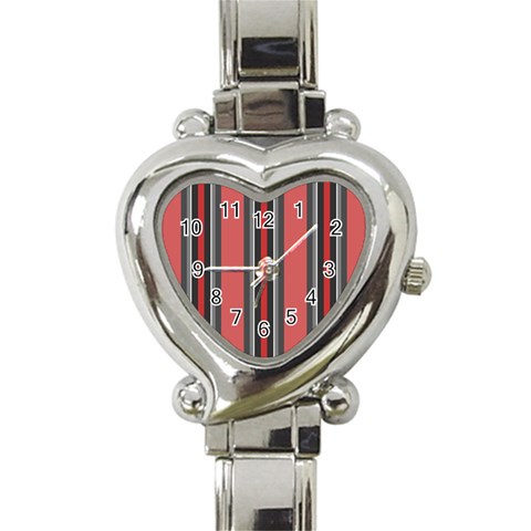 Rosa Grau Streifen Heart Italian Charm Watch from ArtsNow.com Front