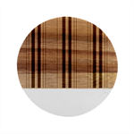 Rosa Grau Streifen Marble Wood Coaster (Round)