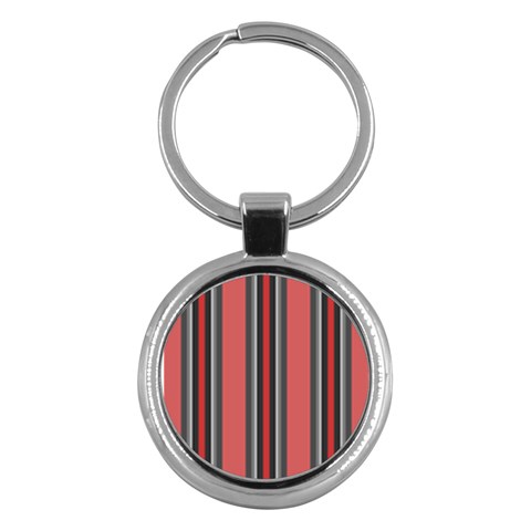 Rosa Grau Streifen Key Chain (Round) from ArtsNow.com Front