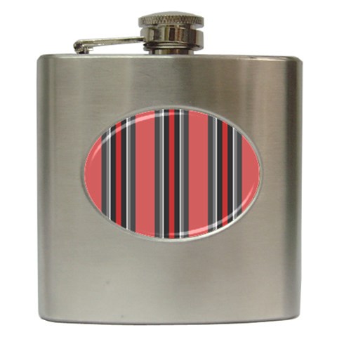 Rosa Grau Streifen Hip Flask (6 oz) from ArtsNow.com Front