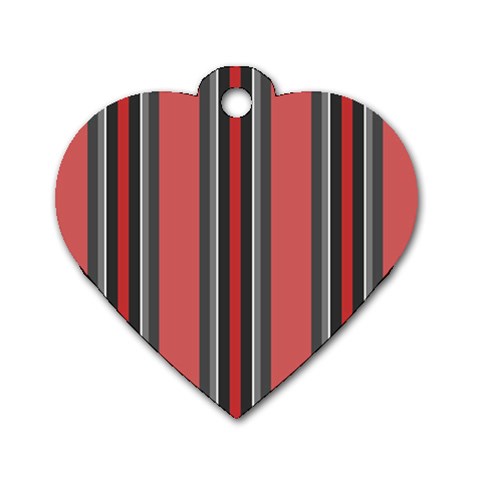 Rosa Grau Streifen Dog Tag Heart (Two Sides) from ArtsNow.com Front