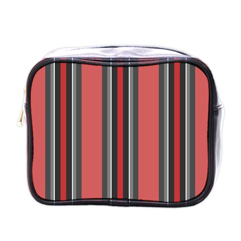 Rosa Grau Streifen Mini Toiletries Bag (One Side) from ArtsNow.com Front