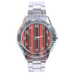 Rosa Grau Streifen Stainless Steel Analogue Watch