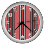 Altrosa Rosa Grau Streifen Wall Clock (Silver)