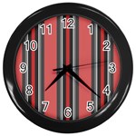 Dunkelrot4 Rosa Grau Streifen Dunkelrot3 Wall Clock (Black)