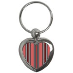 Dunkelrot4 Rosa Grau Streifen Dunkelrot3 Key Chain (Heart)