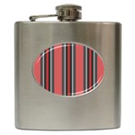 Dunkelrot4 Rosa Grau Streifen Dunkelrot3 Hip Flask (6 oz)