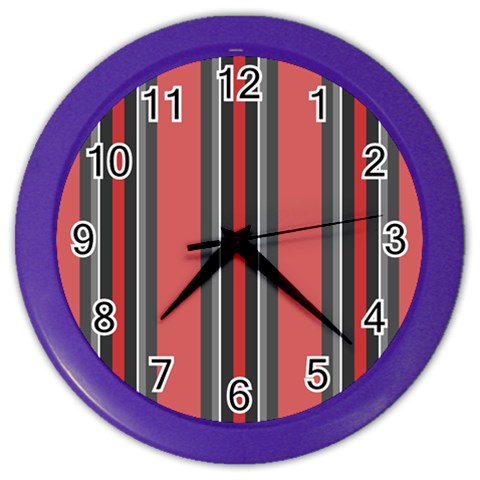 Dunkelrot4 Rosa Grau Streifen Dunkelrot3 Color Wall Clock from ArtsNow.com Front