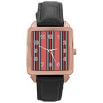 Dunkelrot4 Rosa Grau Streifen Dunkelrot3 Rose Gold Leather Watch 